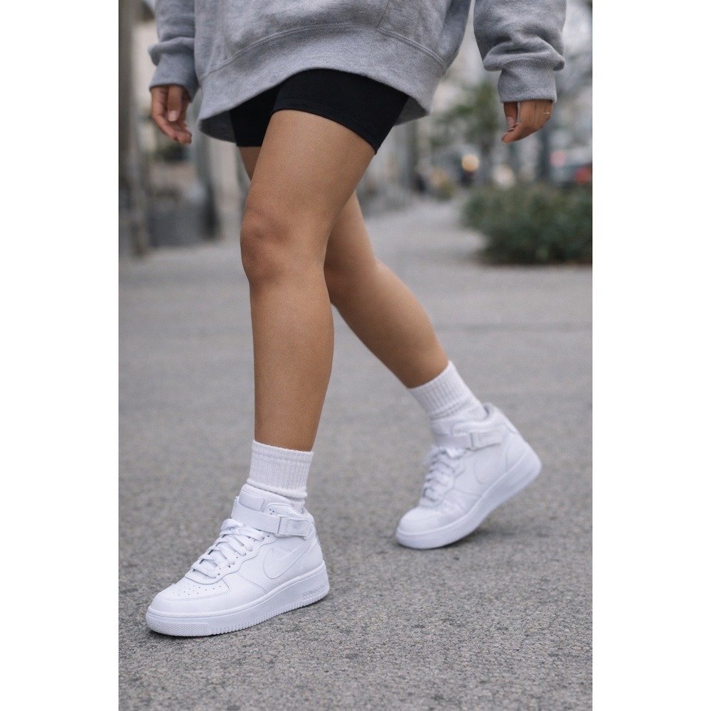 Nike Air Force 1 Mid 07 Mens Size 10 White Excellent Triple White Leather Strap